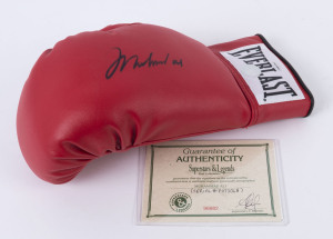 MUHAMMAD ALI: 'Everlast' laced boxing glove signed "Muhammad Ali", with Superstars & Legends CofA numbered #96682.
