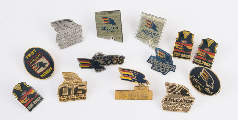 ADELAIDE FOOTBALL CLUB: 1997 - 2008 range of membership and supporters badges; slight duplication. (13 items).