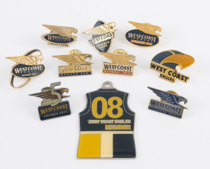 WEST COAST EAGLES FOOTBALL CLUB 2000 - 2011 range of membership and supporters badges and fobs, (10 items).