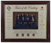 QUEENSLAND Team of the Century, display comprising a photograph of the eight living members wearing their Queensland Team of the Century Caps, surrounded by 8 original signatures & 4 facsimile signatures, limited edition 22/25, window mounted, framed & gl