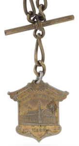ICE SKATING: SYDNEY SKATING RINK 1907 "Admission Ticket No.520" gilt metal fob on a linked chain. The Sydney Glaciarium was opened to the public on the afternoon of 25 July 1907 in front of an estimated 2000 spectators. It was the first indoor skating rin