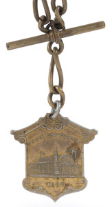 ICE SKATING: SYDNEY SKATING RINK 1907 "Admission Ticket No.520" gilt metal fob on a linked chain. The Sydney Glaciarium was opened to the public on the afternoon of 25 July 1907 in front of an estimated 2000 spectators. It was the first indoor skating rink in New South Wales. It closed down in 1955.
