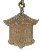 ICE SKATING: SYDNEY SKATING RINK 1907 "Admission Ticket No.520" gilt metal fob on a linked chain. The Sydney Glaciarium was opened to the public on the afternoon of 25 July 1907 in front of an estimated 2000 spectators. It was the first indoor skating rin - 2