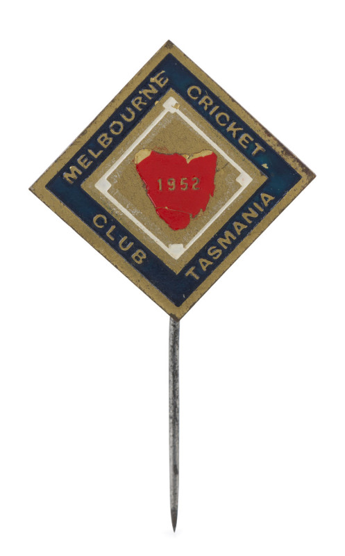 MELBOURNE CRICKET CLUB: 1952 Season Trip badge/pin for a visit to Tasmania.