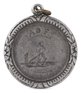 A RARE AWARD MEDAL FROM AN EARLY COLONIAL CRICKET MATCH The Ancient Order of Foresters (A.O.F.) was established in Victoria by 1849. Foresters was a non-profit organisation, the founding principle being to provide financial and social benefits as well as support to members and their families in times of unemployment, sickness, death, disability and old age. The various chapters were referred to as "Courts". The present silver medal, awarded to "A. Cherry" is engraved "COURT RICHMOND v COURT