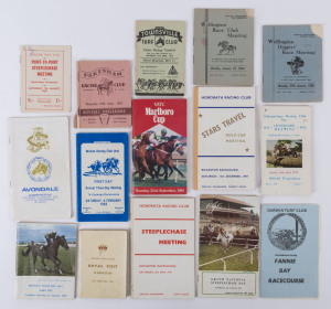 A range of Race Day programmes, 1954 - 2010s including VRC Royal Visit Flemington Feb.1954, Pakenham 1954, Townsville 1965, Wellington 1964, Hororata 1969, Melbourne Cup 1975, Onkaparinga 1976, Melbourne Cup 1976, The Oaks 1976, Canterbury Jockey Club 1977, Darwin Turf Club 1978, etc. (26 items). Mixed condition.