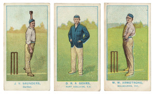 W.D. & H.O. WILLS (Australia) 1905-06 "Australian Club Cricketers"; two part sets, [40/46] and [18/46] plus a variant of W.P. HOWELL (with N.S.W.). Mixed condition; mainly fine. (59).
