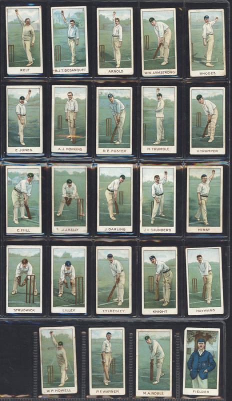 W.D. & H.O. WILLS (Australia) 1903 'Australian & English Cricketers (numbered)' almost complete set (24/25), Mixed condition.