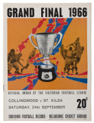 The Football Record: Special editions for the 1966 1st Semi-Final (Geelong v Essendon); the 2nd Semi-Final (Collingwood v St.Kilda); the Prelim. Final (St.KIlda v Essendon) and the Grand Final (Collingwood v St.Kilda). Also, two Home-and-Away issues. (To