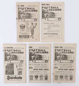 The Football Record: Special editions for the 1961 1st Semi-Final (Footscray v St.Kilda); the [Prelim.] Final (Melbourne v Footscray) and the Grand Final (Hawthorn v Footscray). Also, the Night Series Final (Collingwood v Fitzroy) and one Home-and-Away Re