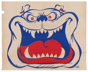 FOOTSCRAY: The central portion of a proposed 1954 WEG premiership poster showing the Bulldog, with Weg's signature in image lower right, size 41 x 50cm. EXTREMELY RARE.