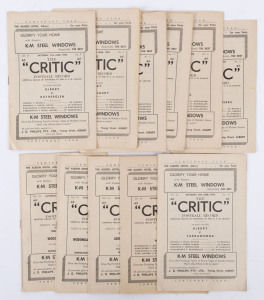 THE "CRITIC" FOOTBALL RECORD (Official Organ of Football in the Ovens & Murray League): Various 1958 editions between 3rd May and 26th July Home-and-Away matches; also 6th Sept. 1st Semi-Final (Albury v Wangaratta); 13th Sept. 2nd Semi-Final (Wodonga v Wangaratta Rovers) & 20th Sept. Preliminary Final (Wodonga v Albury). (Total: 11).
