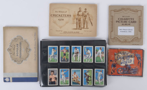 1930s "Sports Champions" series, complete sets featuring Cricketers comprising 1935 Gallagher "Champions" 2nd Series (48), 1935 Ardath "Sports Champions" Home issue (50) & Export issue (50); also sets in albums comprising John Player 1934 "Cricketers" (50), 1938 "Cricketers" (50, glued-down), Amalgamated Press c.1935 "Sportsmen of the World" (32); plus non-sport series "Popular Personalities" (72, oval cards, stuck down); mixed condition. (352)