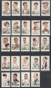 1933-34 Carreras "Turf": Sports "Personality Series" of caricatures by Bob Mirams, complete set (24), including cricketers Don Bradman, 'Vic' Richardson & Bill Woodfull, footballer Haydn Bunton, plus billiardist Walter Lindrum and flying ace Charles Kingsford Smith; couple creased, generally G/F.