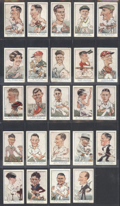 1933-34 Carreras "Turf": Sports "Personality Series" of caricatures by Bob Mirams, complete set (24), including cricketers Don Bradman, 'Vic' Richardson & Bill Woodfull, footballer Haydn Bunton, plus billiardist Walter Lindrum and flying ace Charles Kings