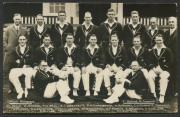 POSTCARDS: The 1930 Australian team and the 1956 Australian Team; two official postcards, Unused. (2). Also, a reprinted 1930 Team photo postcard with original signature in ink of Don Bradman. (3 items). - 2