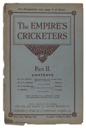 "THE EMPIRE'S CRICKETERS" Part II, published for The Fine Art Society by Dawbarn & Ward, 1905. Being original colour lithographs of W.G. Grace, P.F. Warner, G. McGregor & W. Rhodes by A. Chevallier Tayler. With original wrappers. (4 lithographs). - 2