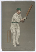"THE EMPIRE'S CRICKETERS" Part IV, published for The Fine Art Society by Dawbarn & Ward, 1905. Being original colour lithographs of M.A. Noble, H.V. Hesketh Prichard, David Denton & James Iremonger by A. Chevallier Tayler. With original wrappers. (4 litho - 3
