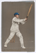 "THE EMPIRE'S CRICKETERS" Part VI, published for The Fine Art Society by Dawbarn & Ward, 1905. Being original colour lithographs of Clement Hill, H. Martyn, G.H. Hirst & W. Lees by A. Chevallier Tayler. With original wrappers. (4 lithographs). - 2