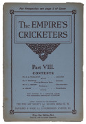 "THE EMPIRE'S CRICKETERS" Part VIII, published for The Fine Art Society by Dawbarn & Ward, 1905. Being original colour lithographs of A.C. Maclaren, Victor Trumper, G.L. Jessop & A. Lilley by A. Chevallier Tayler. With original wrappers. (4 lithographs). - 2