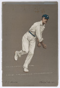 "THE EMPIRE'S CRICKETERS" Part XII, published for The Fine Art Society by Dawbarn & Ward, 1905. Being original colour lithographs of G.W. Beldam, A.J. Hopkins, C.E. McLeod & E.G. Arnold by A. Chevallier Tayler. With original wrappers. (4 lithographs). - 2