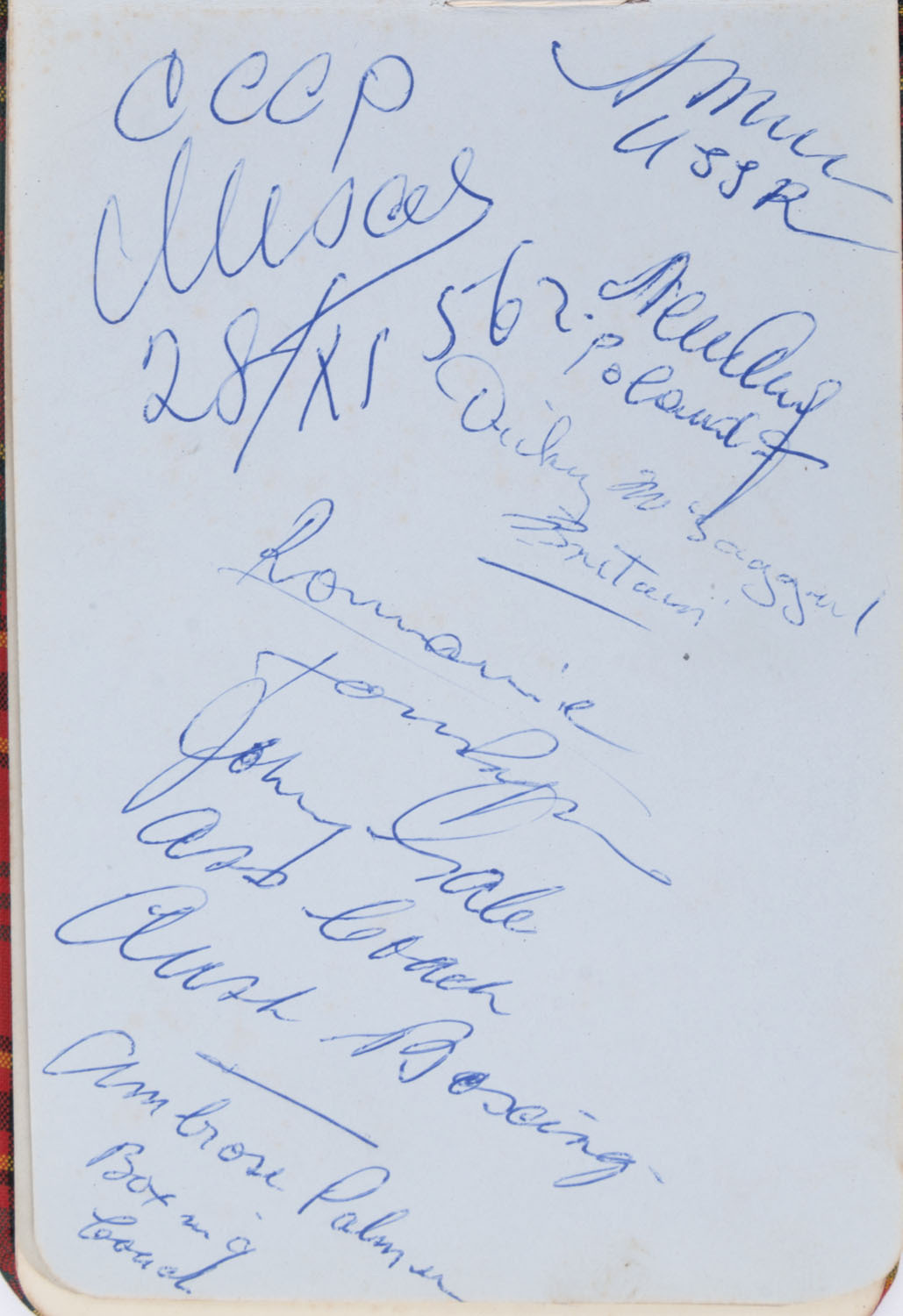 AUTOGRAPH BOOK: Signatures of athletes competing in 1956 Olympics ...