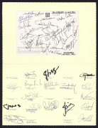 1986 Five Nations XV v Overseas Unions XV: picture postcard showing Cardiff Arms Park signed on reverse by members of the Overseas Union Team including Australians Nick Farr-Jones, Simon Poideven & Michael Lynagh; All Blacks John Kirwan, Andy Dalton & Mar