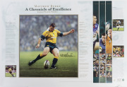 LIMITED EDITION LITHOGRAPH POSTERS: comprising RUGBY UNION - Matthew Burke signed "A Chronicle of Excellence" numbered '74/350', David Campese signed "Of Goosesteps and Genius" "217/500" ; AFL - "Ronald Barassi" career tribute signed "Ron Barassi/31" in