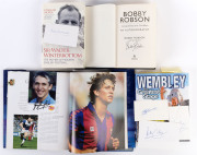 LITERATURE - SIGNED BIOGRAPHIES OR BOOKS BY FOOTBALL MANAGERS/ADMINISTRATORS: comprising Bobby Robson "Farewell But Not Goodbye", Tommy Docherty "My Story", Terry Venables' "Football Heroes" not signed by Venables but signed by (on paperclip-attached piec