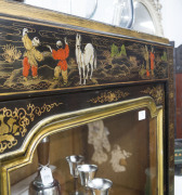 A French bookcase display cabinet with black Chinoiserie finish, circa 1920s, ​173cm high, 140cm wide, 41cm deep - 2