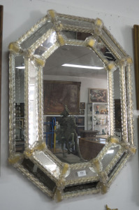 A Venetian Murano glass mirror, circa 1930's, 82 x 62