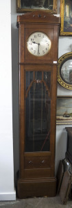 A grandfather clock, three weight movement with walnut veneer case, 20th century, 205cm high