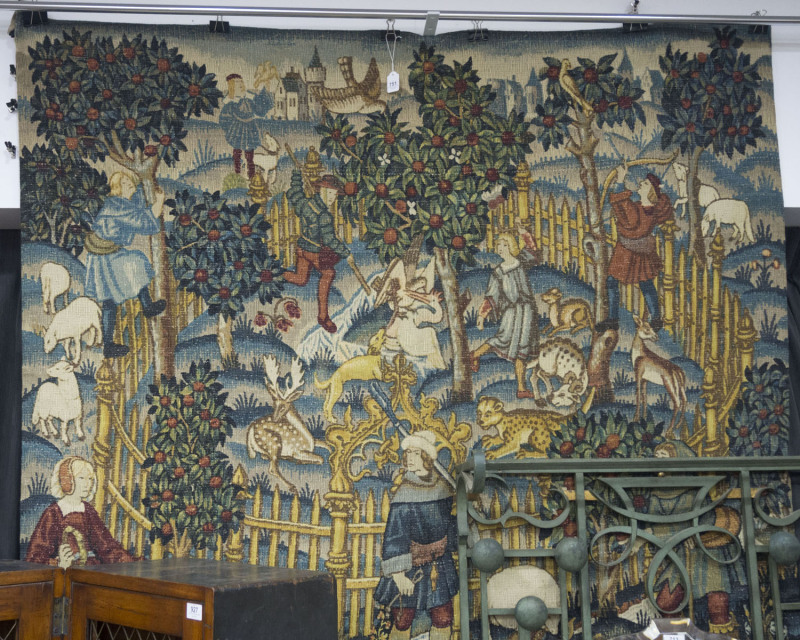 A French tapestry with rural scene, circa 1930, 145 x 156cm