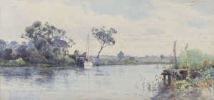 ARTHUR MERRIC BOYD Senior, (1862-1940), Tarwin River, Andersons Inlet, watercolour, signed lower left "Arthur Boyd", hand-written label verso "Tarwin R. Andersons Inlet, A.M. Boyd", 16 x 34cm