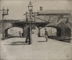 JOHN ALEXANDER THOMAS SHIRLOW [1869 - 1936] North Melbourne Rly Station etching titled and numbered "28" in pencil in lower margin, with "J.S.1904" in shield in plate at lower right.