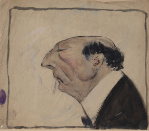 WILLIAM HENRY (Will) DYSON [1880 - 1938] Study of a Gentleman, Ink & gouache, signed in pencil, verso, 25 x 30cm
