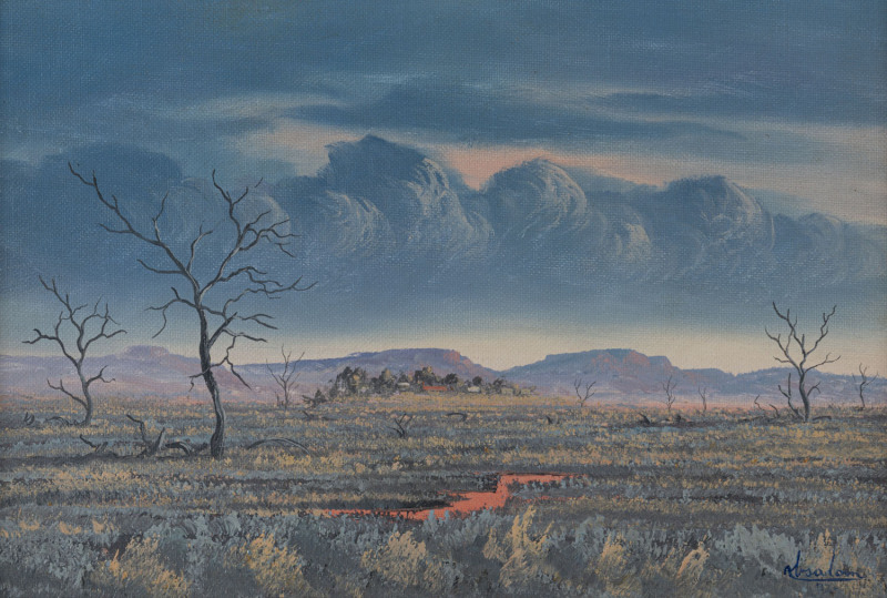 JACK ABSALOM (1927 - 2019) (An outback homestead) oil on board, signed and dated "1979" lower right,