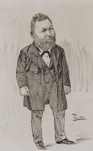 PHIL MAY (1864 - 1903) Mr. Justice Windeyer. lithographic print, signed in the plate at right, 37 x 24cm. also, a portrait of a bearded gentlemen in formal dress, reproduction on photographic paper, similarly signed at right, 39 x 25cm. (2 items).