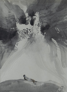 JAMES TIMOTHY GLEESON (1915 - 2008), Dreaming No.4, Ink and wash, signed lower right "Gleeson", 20 x 15cm.