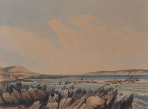 GEORGE FRENCH ANGAS [1822 - 1886] Cape Jervis. lithograph printed with tint stone and hand-colouring from "South Australia Illustrated", 1847, 28 x 35cm.