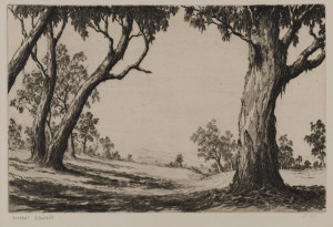 ERNEST EDWIN ABBOTT [1888 - 1973] Australian landscapes A Bend in the River Distant Ranges The Clearing three etchings, c1930, various sizes, the largest 19 x 29cm.