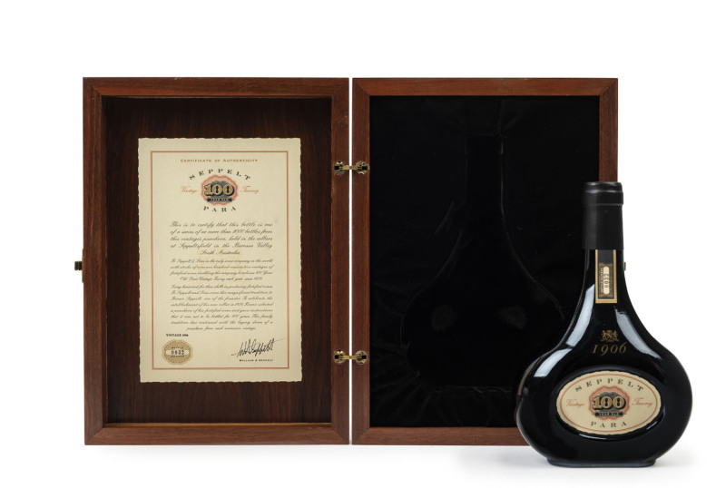 SEPPELT PARA 100 Year Old Vintage Tawny Port, 1906 vintage, limited edition numbered 32,in presentation box with paper, 375ml, (one bottle). [Current Retail: $4,100].