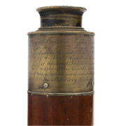 TROUGHTON & SIMMS, London. Triple extension brass wand timber telescope inscribed "Presented at the Public Examination on the 12th June 1851 to Gentleman Cadet Henry R. Thuillier by the Hon'ble Court of Directors of the East India Company as a mark of the - 2