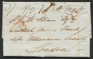 CONVICT SHIP "MIDDLESEX": 1839 (Jul. 6) entire letter from "Charles Munro" master of the convict ship "Middlesex", anchored in Dublin Bay, to the Scottish Widows Fund in London. The ship set sail the same day for Sydney carrying 194 convicts, including 14