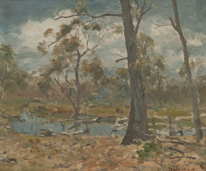 LANCE VAIBEN SOLOMON (1913-1989), creek scene landscape, oil on board, signed lower right "L. Solomon", ​25 x 30cm