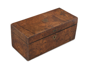 A Colonial tea caddy, musk and cedar with pine secondary timbers, Tasmanian origin, circa 1840, 13cm high, 29.5cm wide, 13.5cm deep