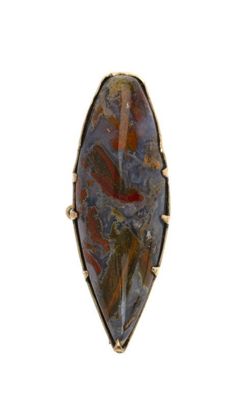 WENDT Australian 9ct gold and jasper brooch, South Australian origin, 19th century, stamped "Wendt,9", ​3.8cm wide