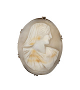 WENDT Australian 18ct gold mounted cameo brooch, South Australian origin, 19th century, stamped "Wendt, 18", ​4 x 3cm