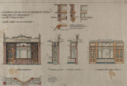 "Proposed Alterations To Gippsland Hotel, Swanston Street, Melbourne, For W.H. Higgins Esq.", scale half inch to one foot, architects original elevations and scale drawings in ink and watercolour, circa 1910, 57 x 84cm, (framed: 82 x 106cm overall). "The