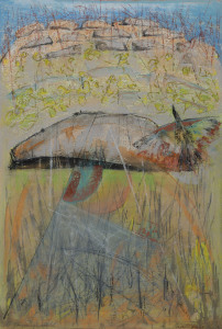 MARK STRIZIC (1928-2012), A You-Yangs Sketch, pastel and gouache, signed lower left "Mark Strizic, '90", titled lower left, ​56 x 39cm
